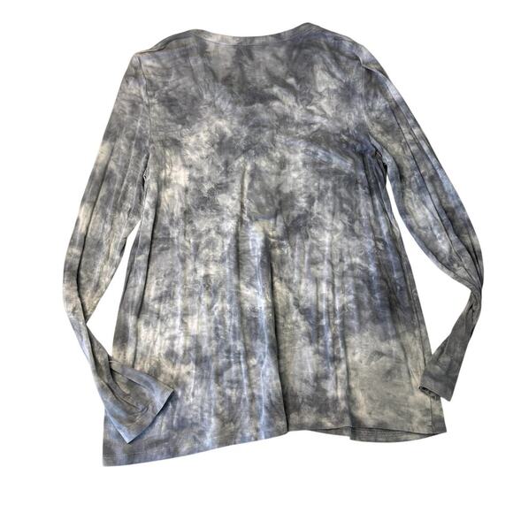 Blue Gray Lace Up Tie Dye Soft Long Sleeve Women's Size Medium Top - Picture 5 of 5